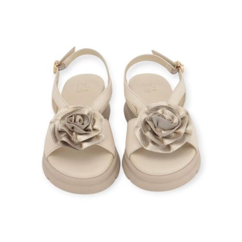 Dl Sport 7045 dames sandaal in het beige met goud leer.