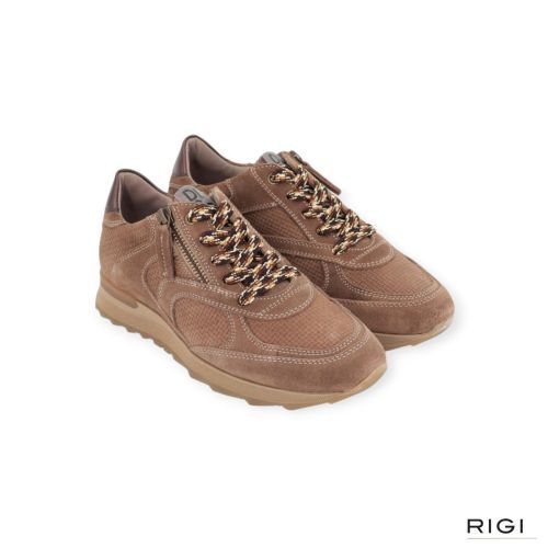 DL Sport 7141 dames sneaker in licht bruin suede.