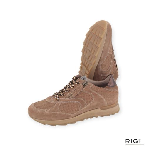 DL Sport 7141 dames sneaker in licht bruin suede.