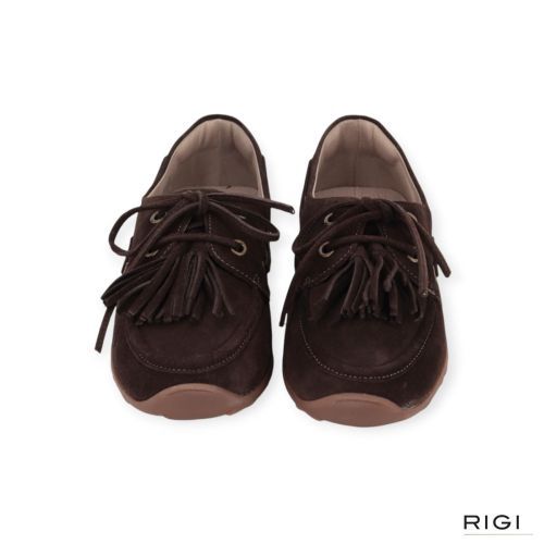DL-Sport 7159 mocassin in donkerbruin suède voor dames. DL-Sport 7159 mocassin in donkerbruin suède voor dames.