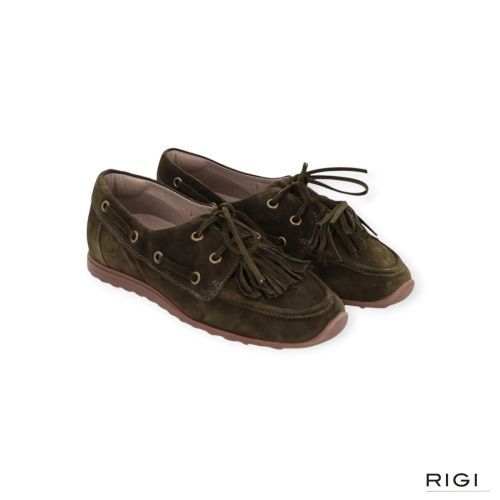 DL-Sport 7159 mocassin in groen suède voor dames. 