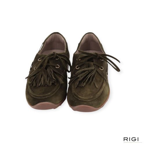 DL-Sport 7159 mocassin in groen suède voor dames. 