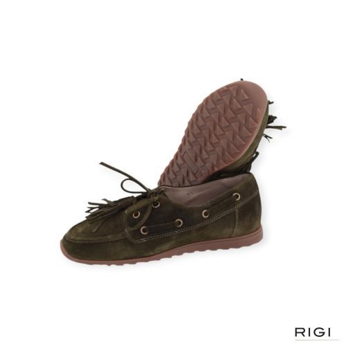 DL-Sport 7159 mocassin in groen suède voor dames. 