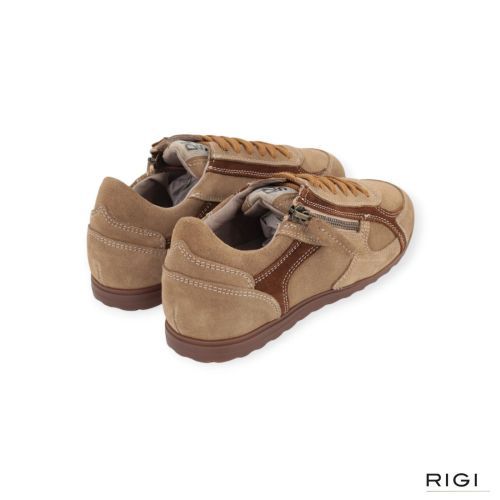 Dl Sport 7162 dames sneaker in cognac suede leer.