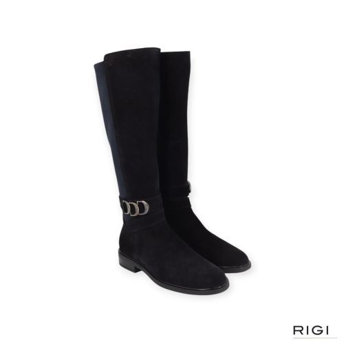 Dl Sport 7188 dames laars in blauwe suede met strech.