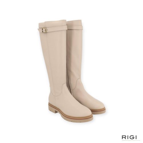 Dl-Sport 7197 laars in beige, off wit leer voor dames. Dl-Sport 7197 laars in beige, off wit leer voor dames.