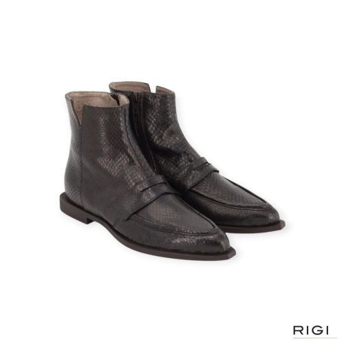 Dl-Sport 7225 enkellaars in bruin python leer voor dames. 