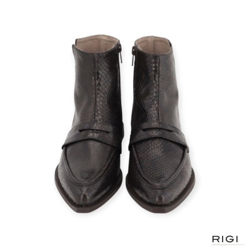 Dl-Sport 7225 enkellaars in bruin python leer voor dames. 