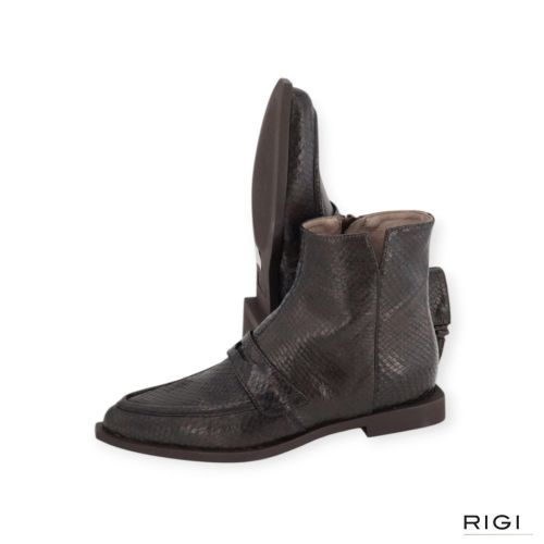 Dl-Sport 7225 enkellaars in bruin python leer voor dames. 