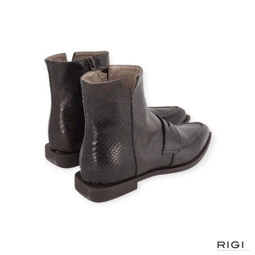 Dl-Sport 7225 enkellaars in bruin python leer voor dames. 