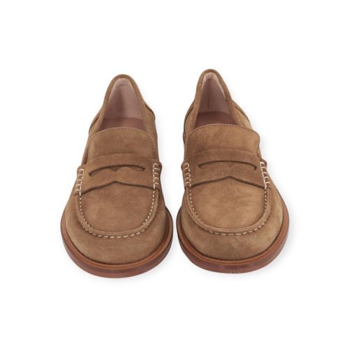 Elisa Lanci Elsa Mocassin in cognac suède voor dames. 