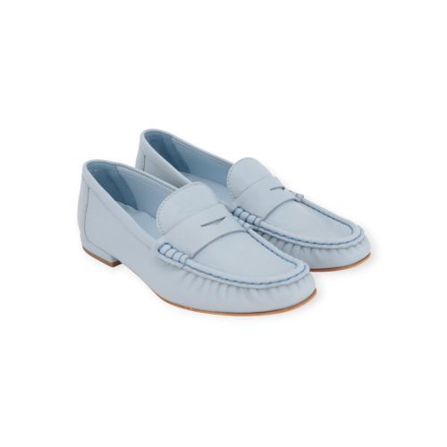 Elisa Lanci Flore Mocassin in lichtblauw leer voor dames. 