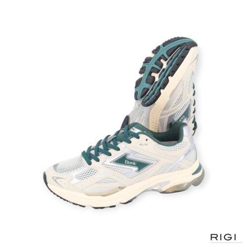 Etonic Elite Fluo in offwit leer met groen voor heren. Etonic Elite Fluo in offwit leer met groen voor heren.