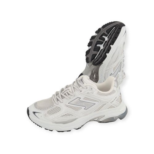 Etonic Elite dames sneaker in het wit leer met zilver afgewerkt.