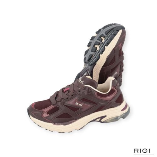 Etonic Elite Premium sneaker in bordeaux leer met suède voor dames. 