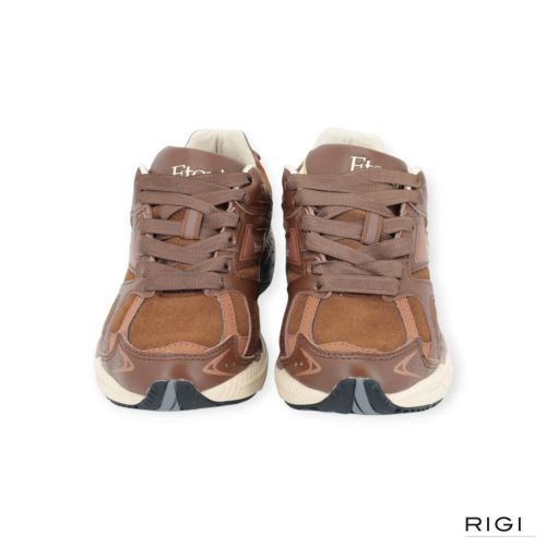 Etonic Elite Premium sneaker in cognac leer met suède voor dames. 