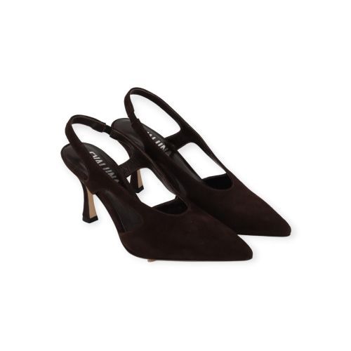Evaluna 1848 dames pump in bruin suede.