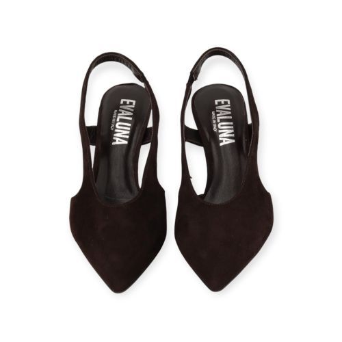 Evaluna 1848 dames pump in bruin suede.