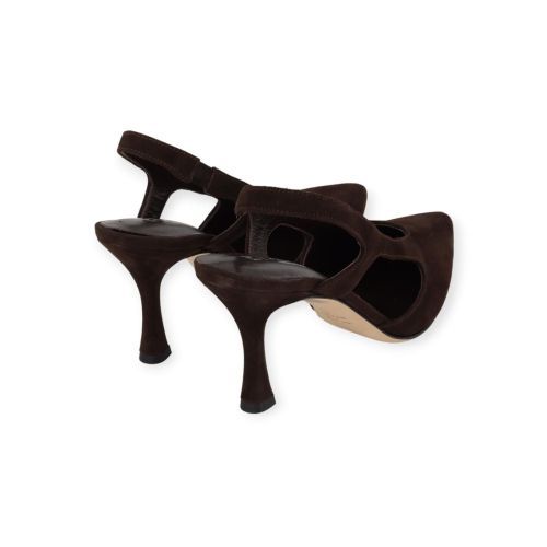 Evaluna 1848 dames pump in bruin suede.