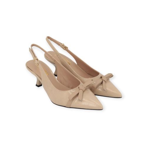 Evaluna 5618 dames pump slingback in nude leer.