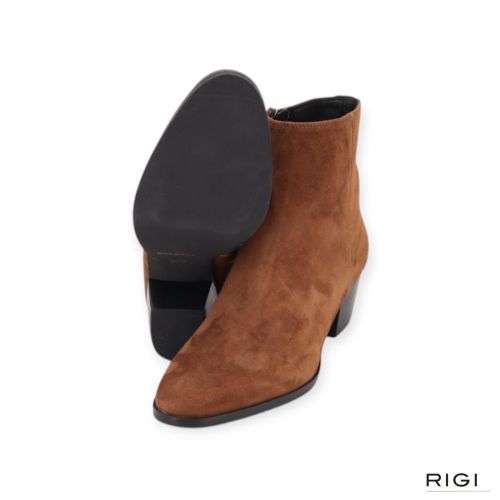 Evaluna W003 enkellaars in cognac suède voor dames. 