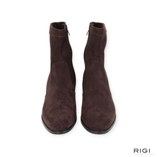 Evaluna W009 enkellaars in bruin suède stretchleer voor dames. 