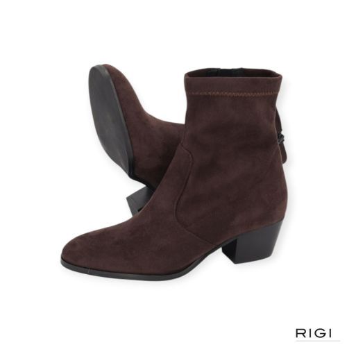 Evaluna W009 enkellaars in bruin suède stretchleer voor dames. 