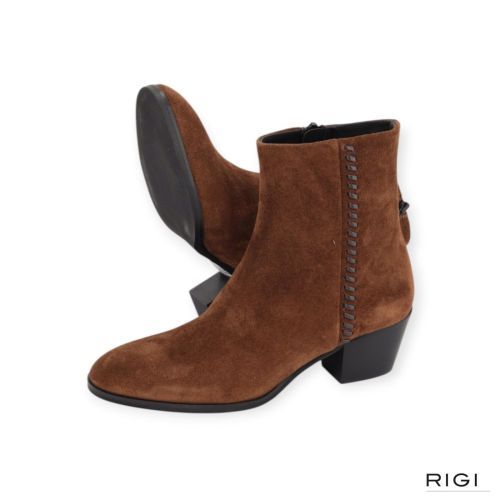 Evaluna W010 enkellaars in cognac suède voor dames. 