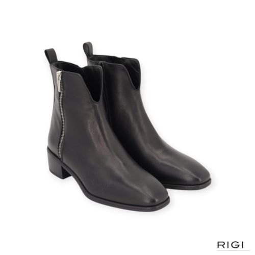 Evaluna WAT02 enkellaars in zwart leer voor dames. 