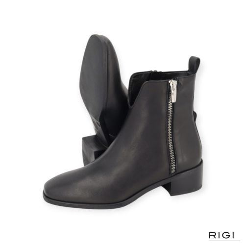 Evaluna WAT02 enkellaars in zwart leer voor dames. 