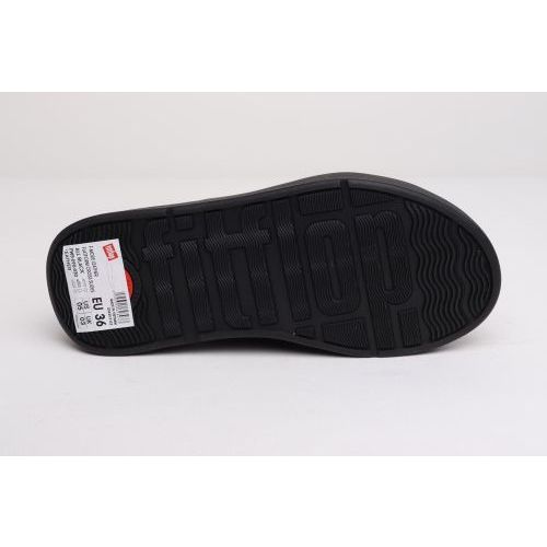 Fit Flop dames slipper in zwart leer FW5/477 Flatform cross slides