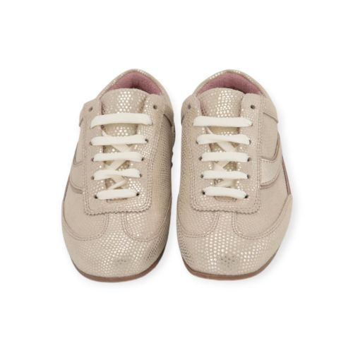 Floris Van Bommel dames veter schoen in goud python metallic leer.