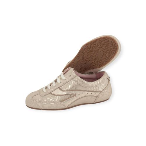 Floris Van Bommel dames veter schoen in goud python metallic leer.