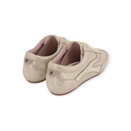 Floris Van Bommel dames veter schoen in goud python metallic leer.