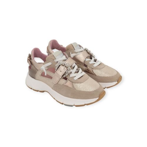 Floris Vanbommel Daysi dames sneaker in goud shinning leer met beige suede. Floris Vanbommel Daysi dames sneaker in goud shinning leer met beige suede.