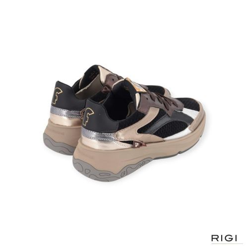 Floris Van Bommel Holli 02.04 SFW-10141-92.01 sneaker in brons metallic met zwarte mesh voor dames. Floris Van Bommel Holli 02.04 SFW-10141-92.01 sneaker in brons metallic met zwarte mesh voor dames.