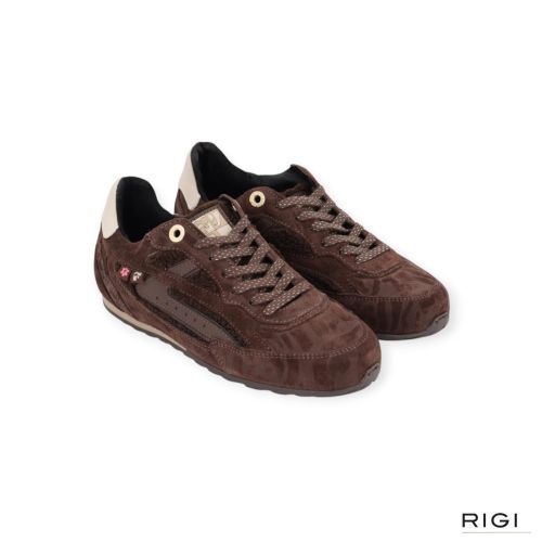 Floris Van Bommel Illvi 01.01 SFW-10150-21.01 sneaker in bruin suède met wol voor dames.