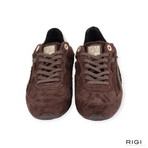 Floris Van Bommel Illvi 01.01 SFW-10150-21.01 sneaker in bruin suède met wol voor dames.