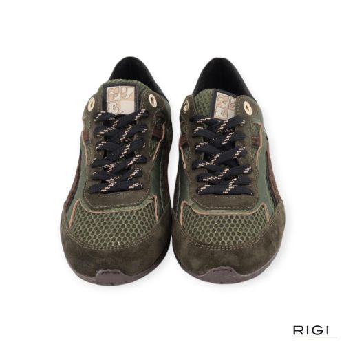 Floris Van Bommel Illvi 01.04 SFW-10150-50.01 sneaker in groen suède met metallic mesh voor dames.