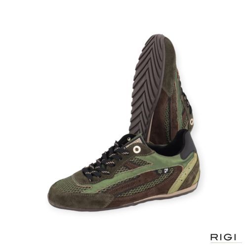 Floris Van Bommel Illvi 01.04 SFW-10150-50.01 sneaker in groen suède met metallic mesh voor dames.