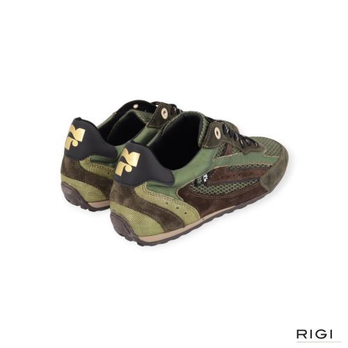 Floris Van Bommel Illvi 01.04 SFW-10150-50.01 sneaker in groen suède met metallic mesh voor dames.