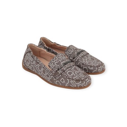 Floris Van Bommel Sitti dames mocassin in taupe print leer.