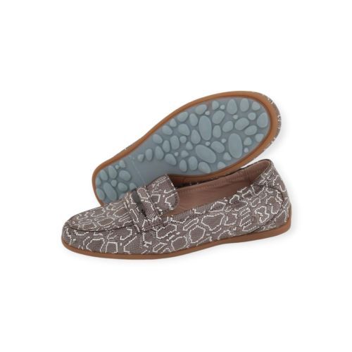 Floris Van Bommel Sitti dames mocassin in taupe print leer.