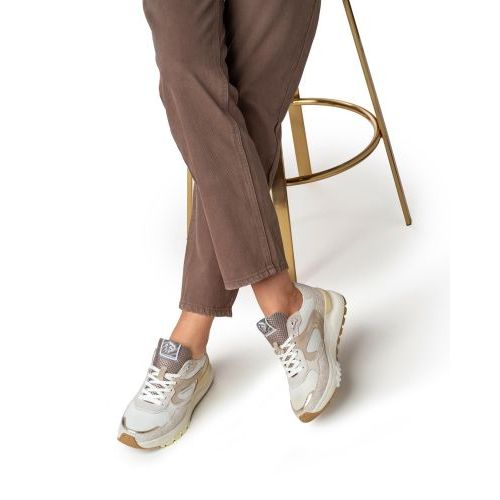 Floris Van Bommel sneaker voor dames in taupe met print.
