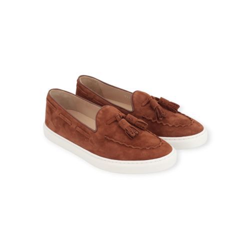 Fratelli Rossetti dames mocassin in cognac suede leer.