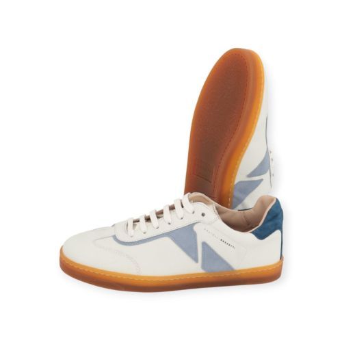 Fratelli Rossetti 77213 dames sneaker in off wit met licht blauw leer.