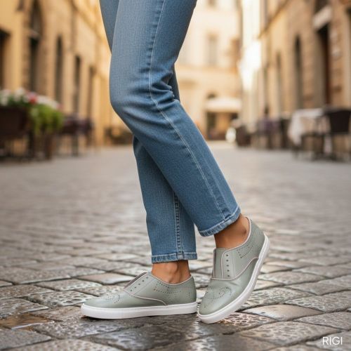 Fratelli Rossetti Hobo dames sneaker mocassin in licht groen leer.