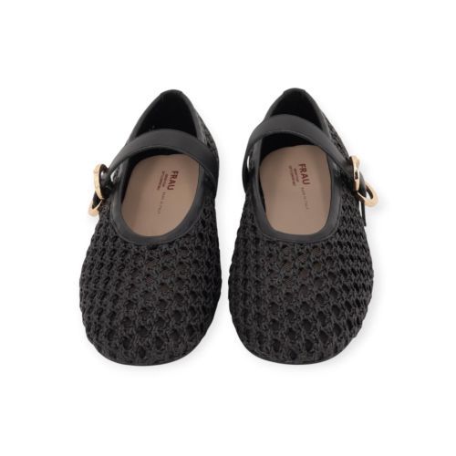 Frau 69V3 dames ballerina in zwart raffia. Frau 69V3 dames ballerina in zwart raffia.