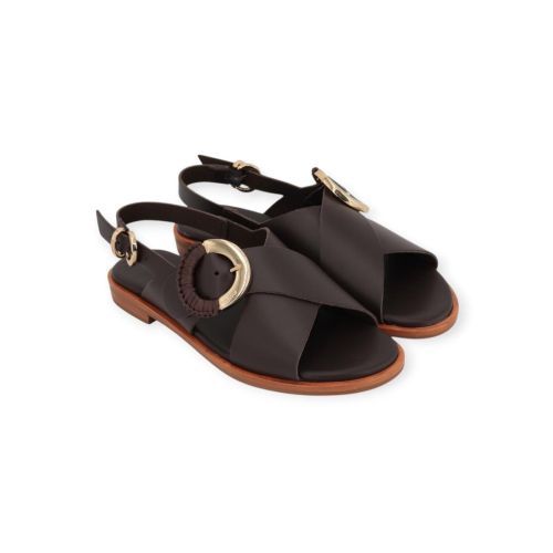 Frau 85M9 dames sandaal in bruin leer.