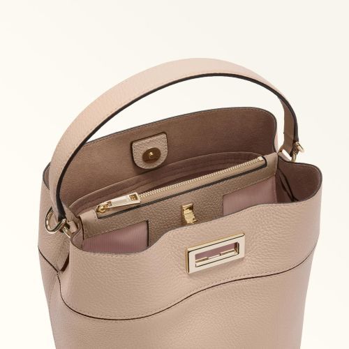 Furla Amelia Bucket Bag hand-en schoudertas voor dames in beige leer